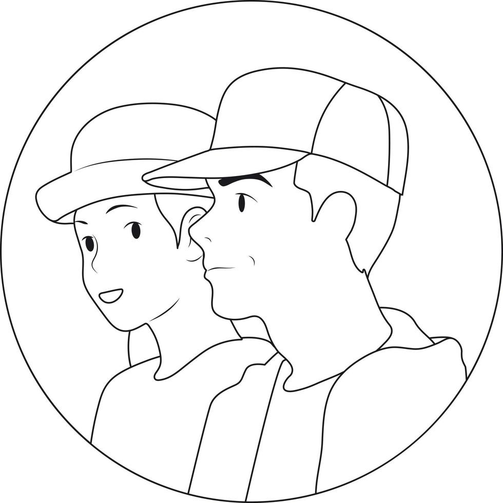 Avatars of a young man in a cap and a woman in a hat .Vector illustration flat style vector