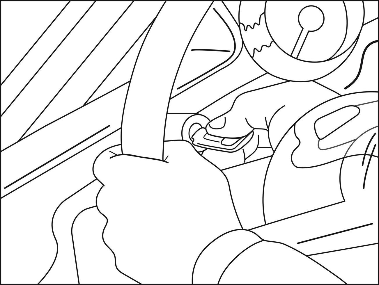 Black and white image, lines. Travel, car, ignition key.Vector illustration. vector