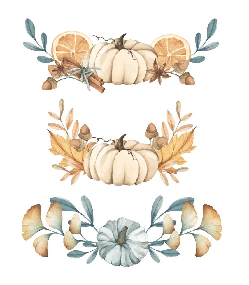 Watercolor autumn bouquet. vector