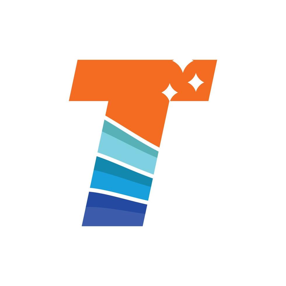 Wave Alphabet T Logo vector