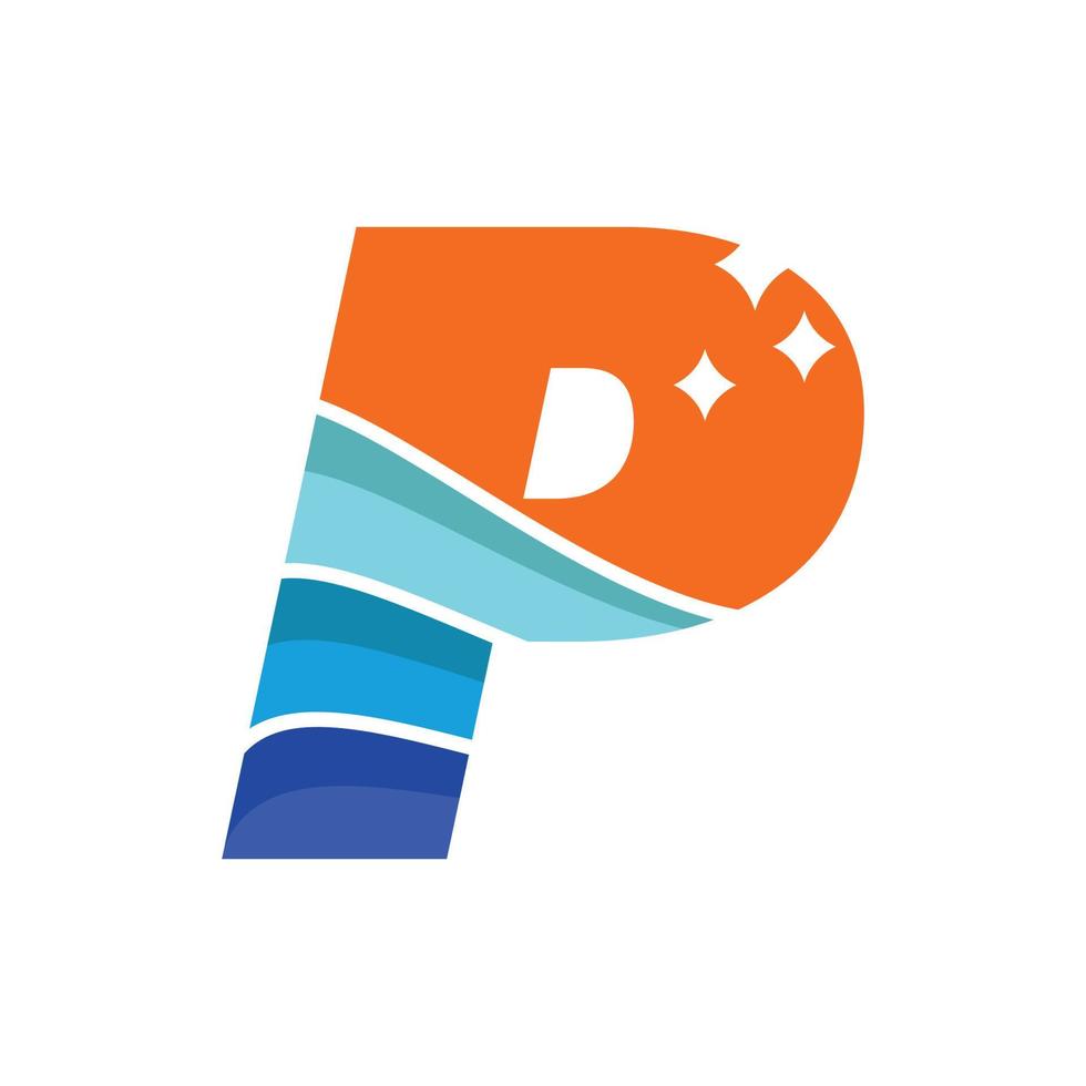 Wave Alphabet P Logo vector