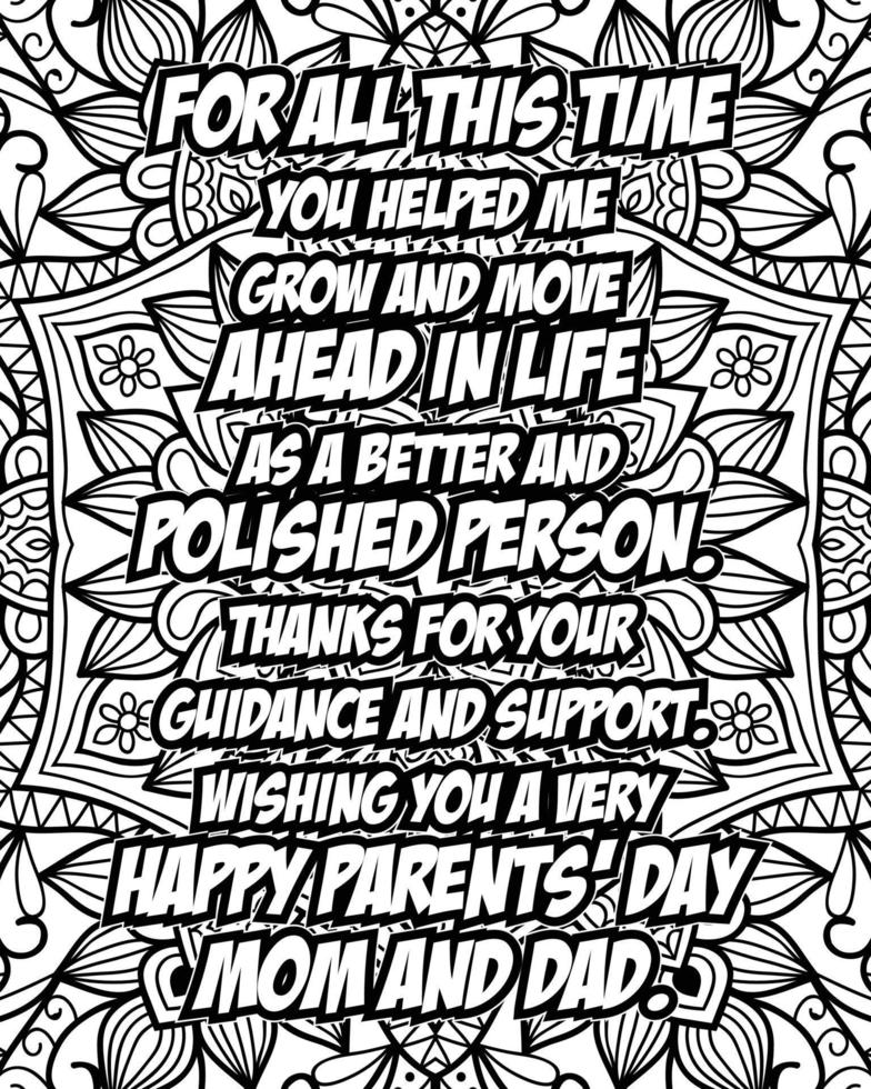 parents day quotes coloring page design. inspirational coloring pages design. vector