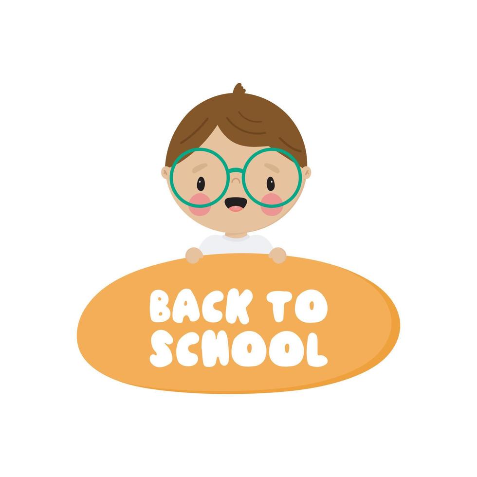 Back to School banner with cute boy. Vector illustration in cartoon style. Isolated on a white background.