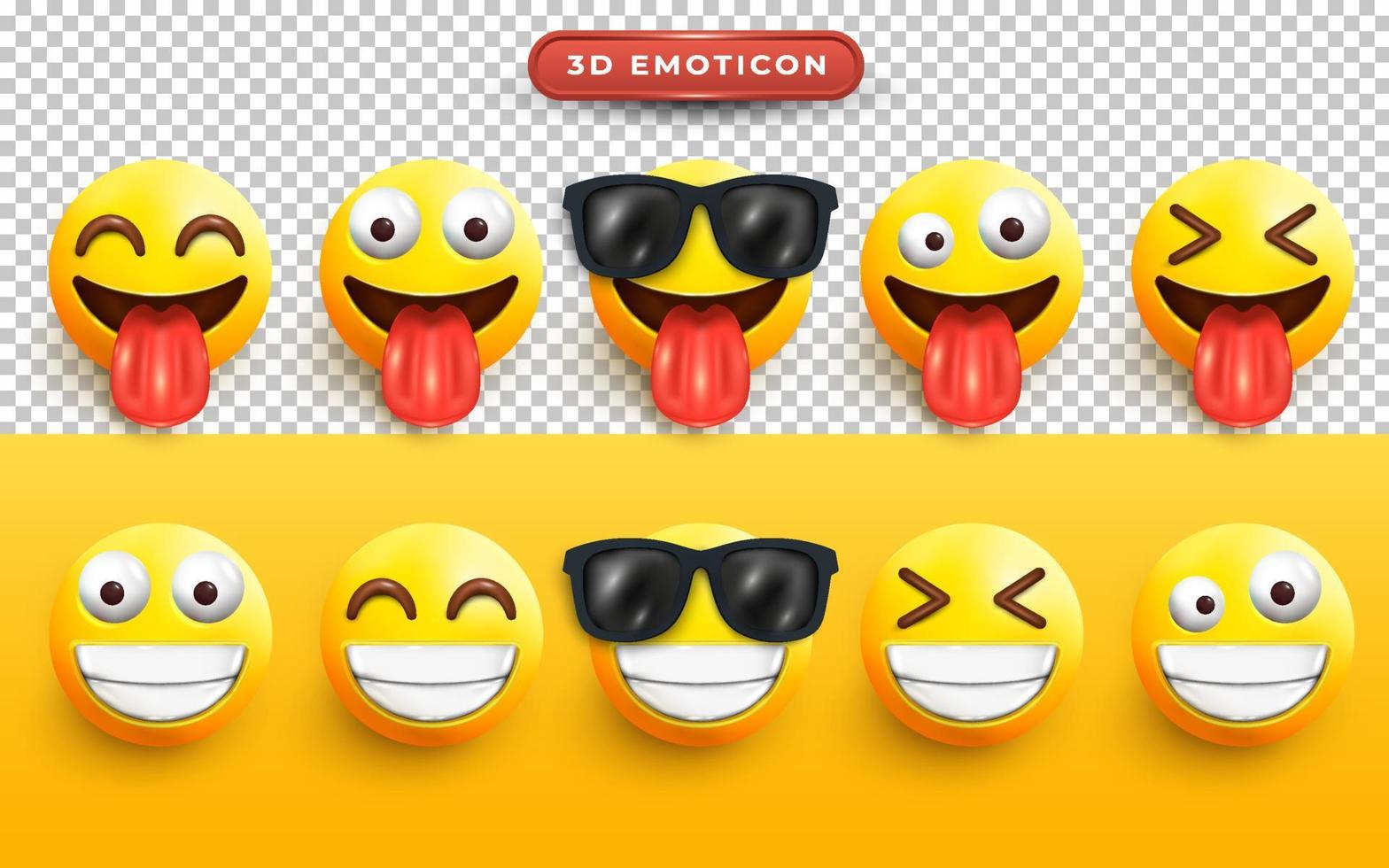 conjunto de cara emoji 3d vector