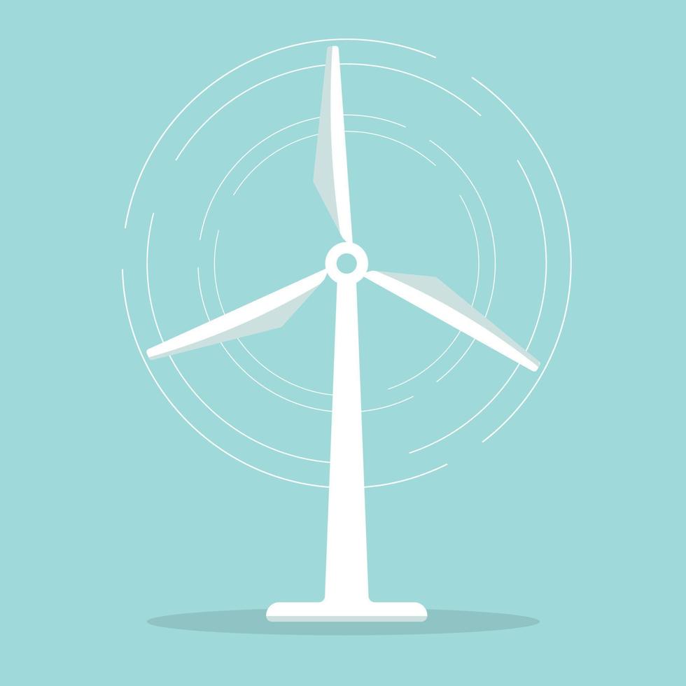 Wind turbine icon. Flat design style. Windmill silhouette. Simple icon. Modern flat icon in stylish colors. Web site page and mobile app design element. vector