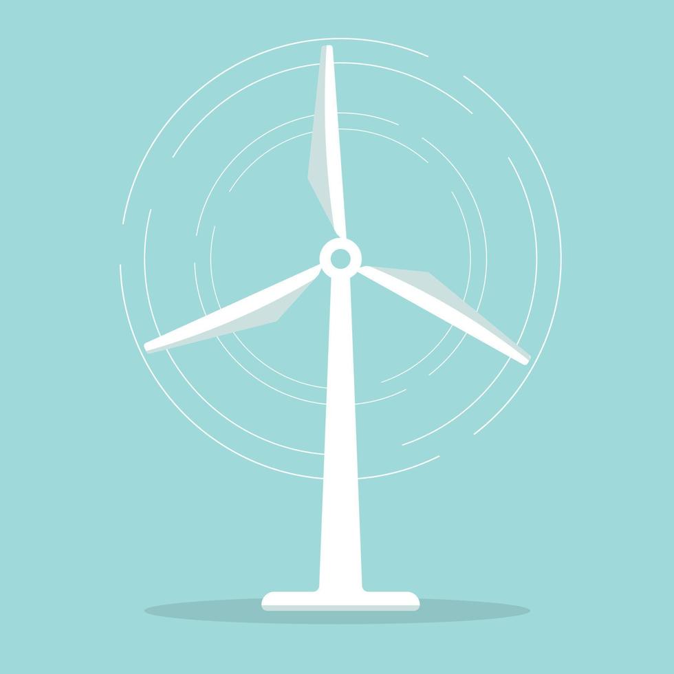 Wind turbine icon. Flat design style. Windmill silhouette. Simple icon. Modern flat icon in stylish colors. Web site page and mobile app design element. vector