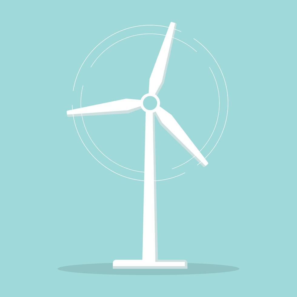 Wind turbine icon. Flat design style. Windmill silhouette. Simple icon. Modern flat icon in stylish colors. Web site page and mobile app design element. vector