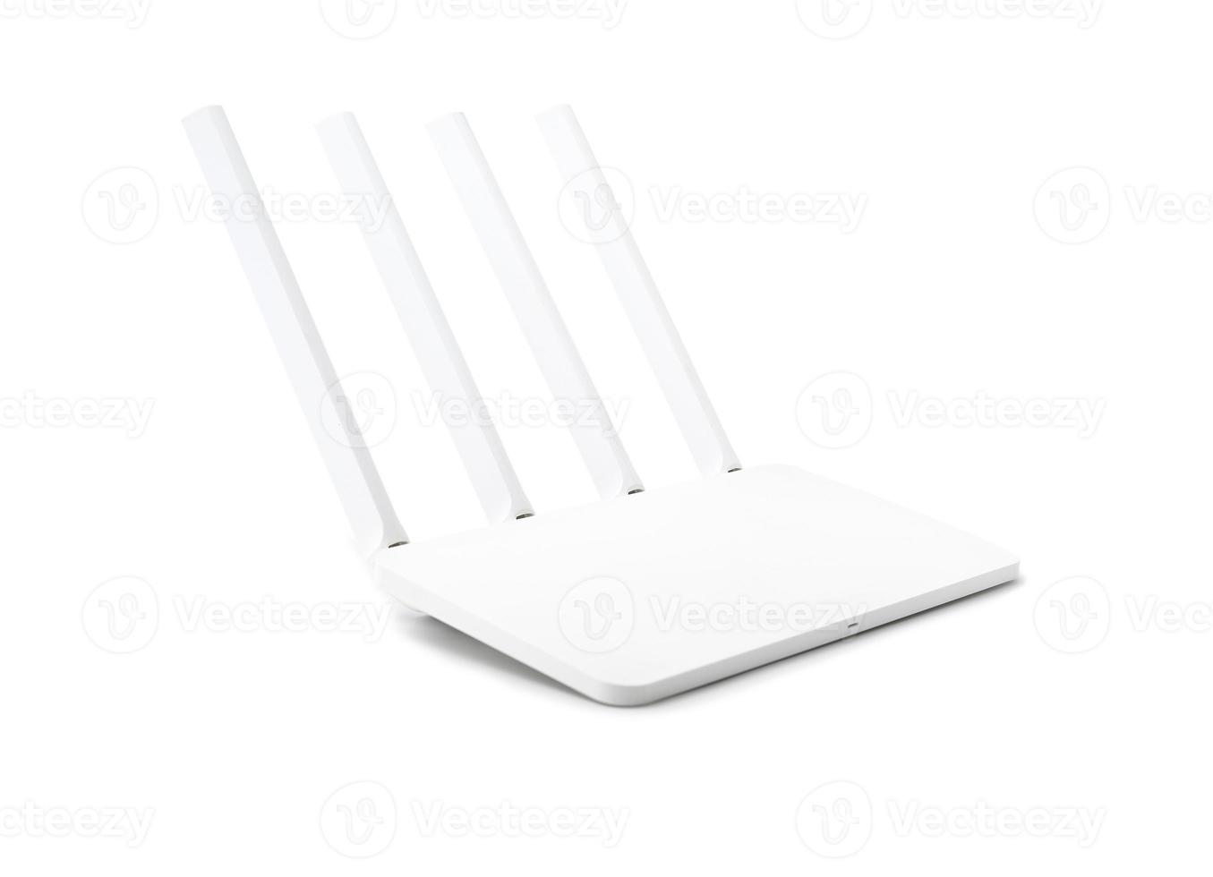 Modern wireless internet router isolated on white background with clipping path. photo