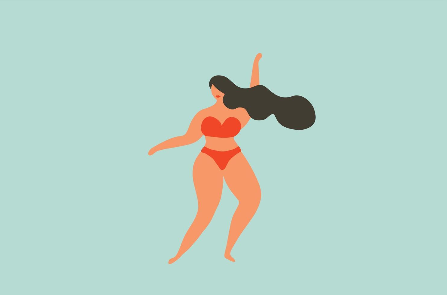 Plus size woman dancing vector