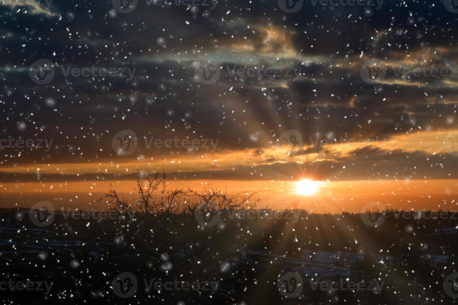 Sunset in the snowstorm photo
