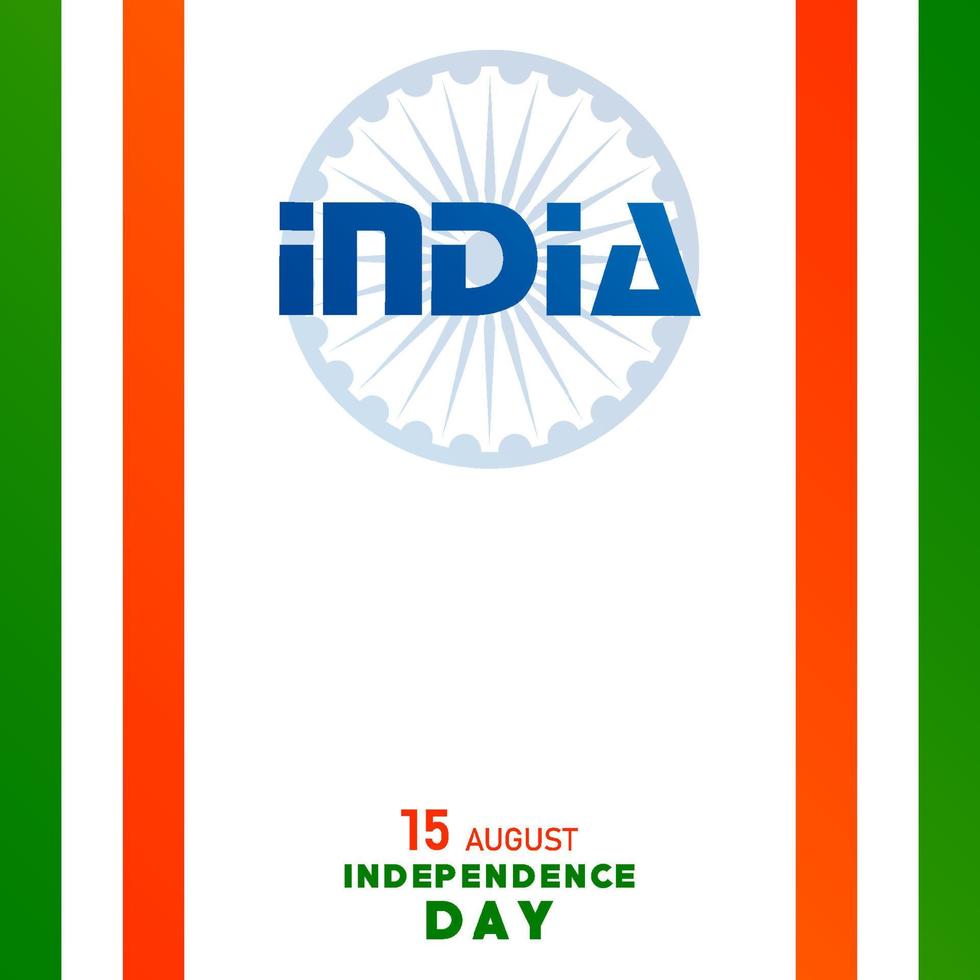 India independence Day, 15 of August text in saffron characters  with india elements and blue Ashok Wheel on color background vector