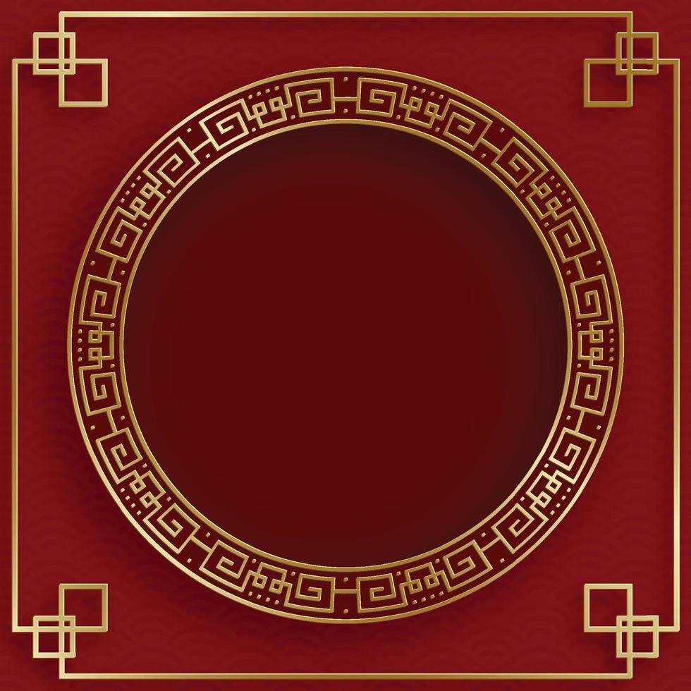 Chinese frame with oriental asian elements on color background, for wedding invitation card, happy new year, happy birthday, valentine day, greeting cards, poster or web banner vector