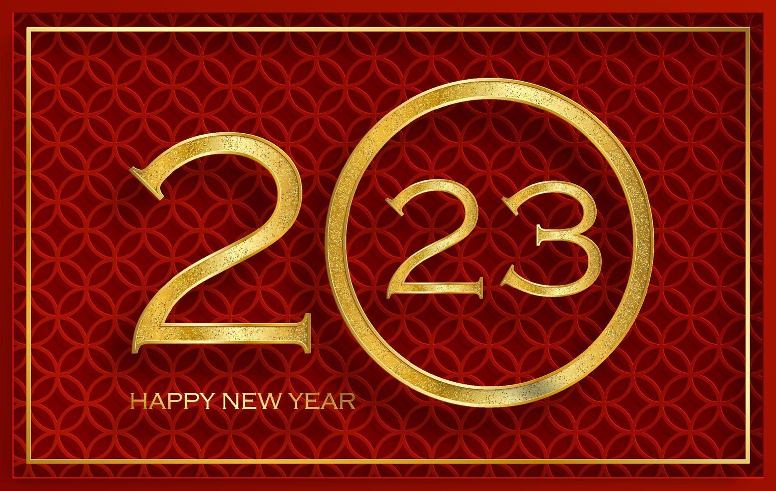 Happy Chinese New Year 2023 Rabbit Zodiac sign, with gold paper cut art and craft style on color background vector