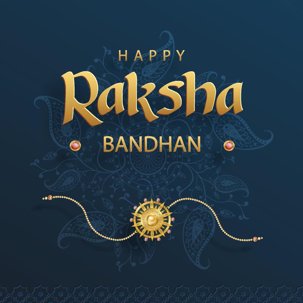 Happy Raksha Bandhan, the Indian festival, with rakhi elements and crystal on color background vector