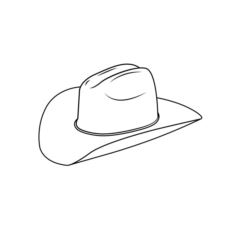 Cowboy Hat Outline Icon Illustration on White Background vector