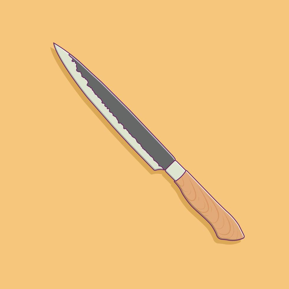 Kitchen Knife Vector Icon Illustration with Outline for Design Element, Clip Art, Web, Landing page, Sticker, Banner. Flat Cartoon Style