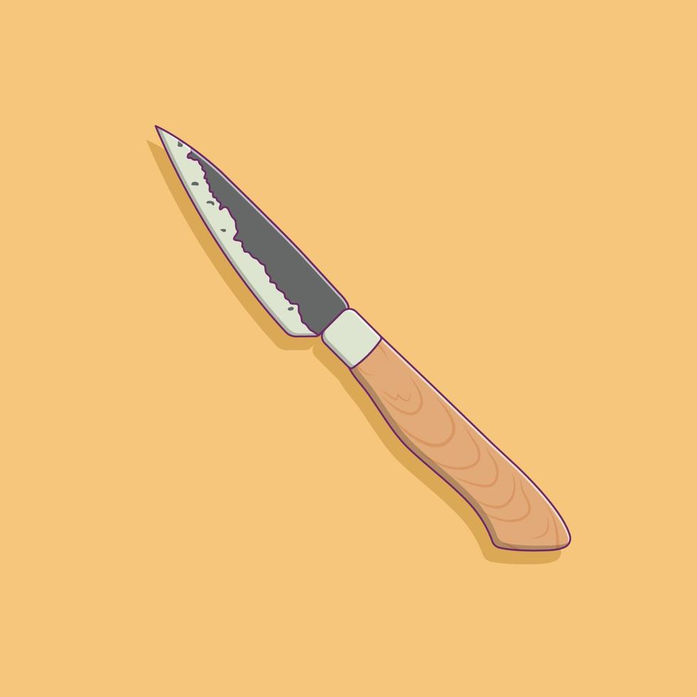 Kitchen Knife Vector Icon Illustration with Outline for Design Element, Clip Art, Web, Landing page, Sticker, Banner. Flat Cartoon Style