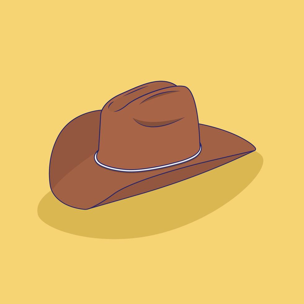 Cowboy Hat Vector Icon Illustration with Outline for Design Element, Clip Art, Web, Landing page, Sticker, Banner. Flat Cartoon Style