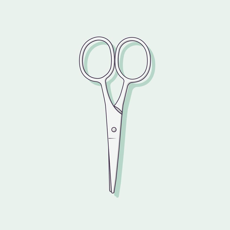 Stainless Steel Scissors Vector Icon Illustration with Outline for Design Element, Clip Art, Web, Landing page, Sticker, Banner. Flat Cartoon Style