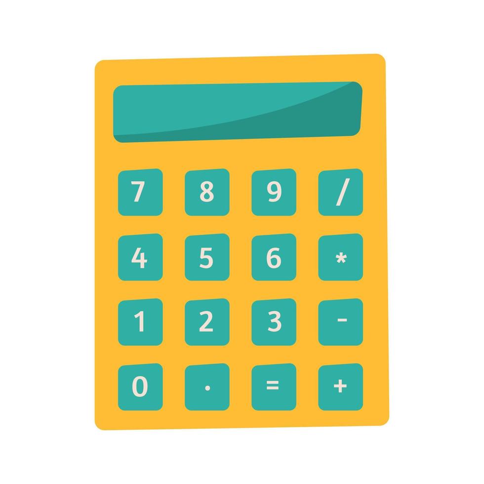 Colorful calculator isolated on white background. Digital keypad math. Flat vector illustration