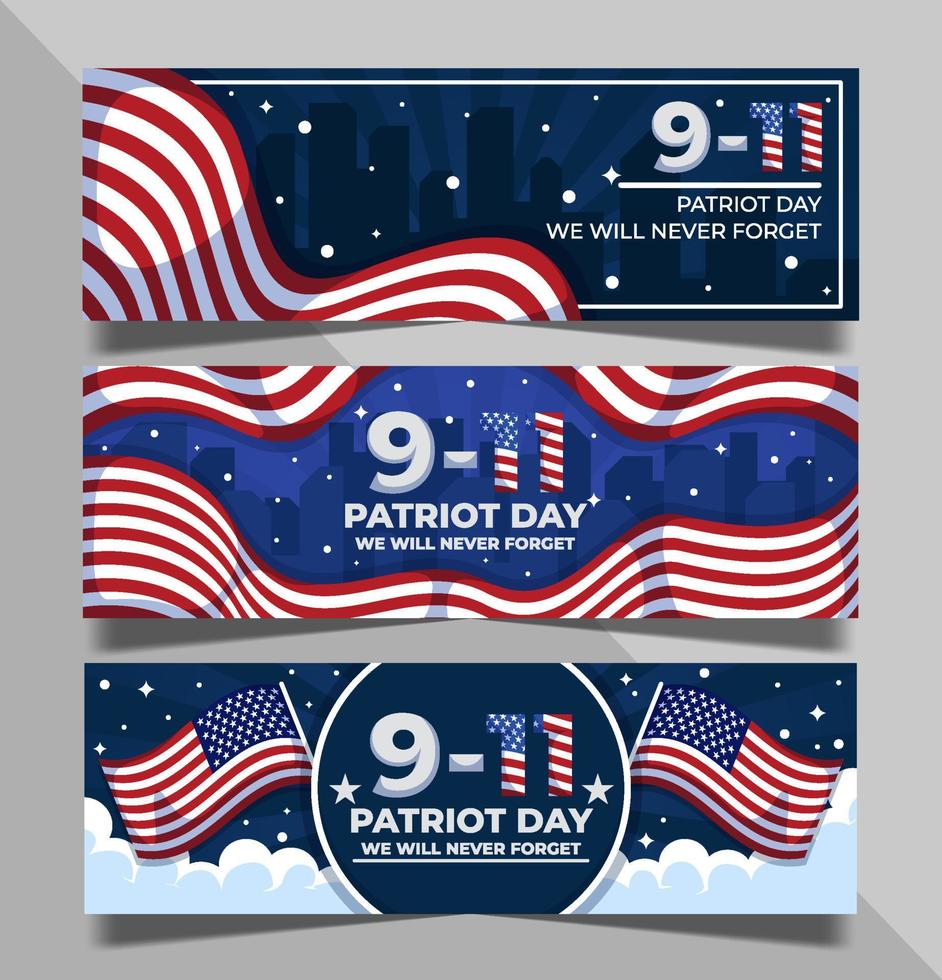 9 11 Banner Template Set vector