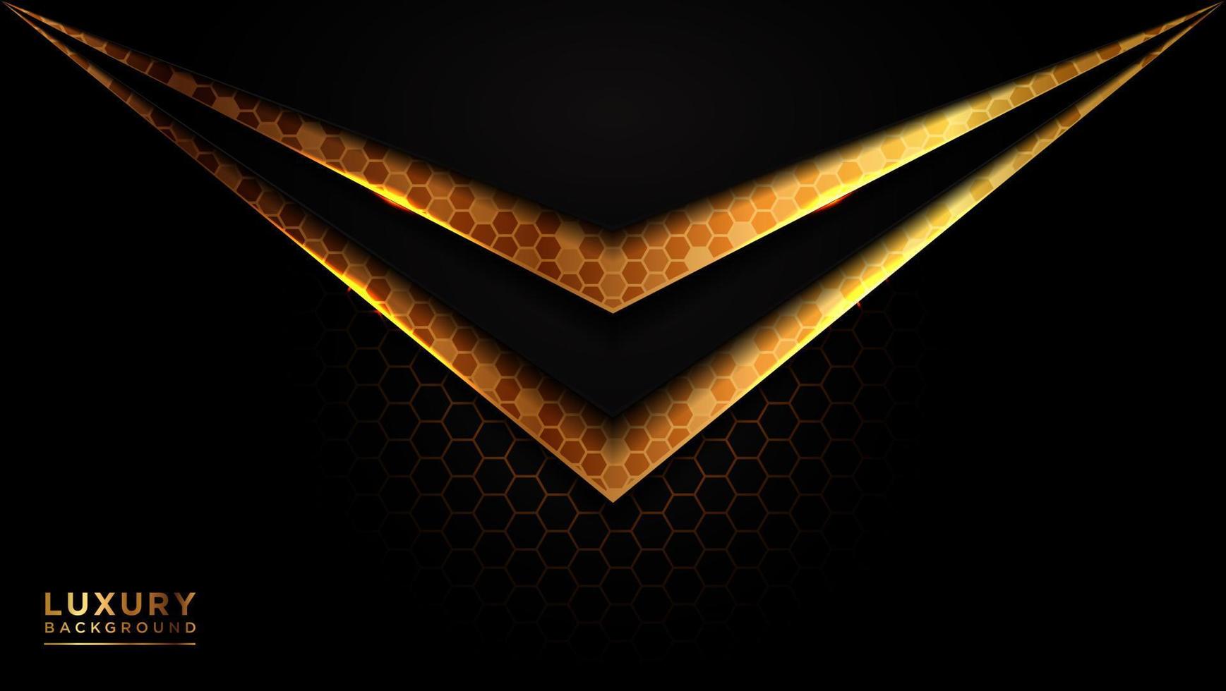 Abstract modern dark and gold triangle futuristic luxury background. Abstract dark gray hexagon mesh in blue triangle gold line design modern futuristic background vector illustration