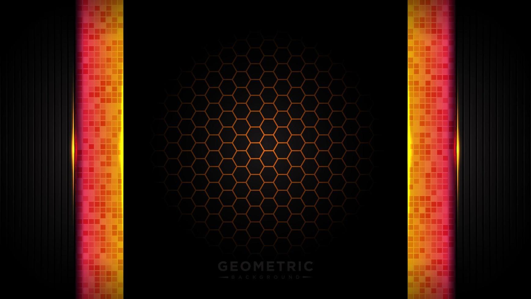 Modern abstract tech orange background. Futuristic technology background design. Abstract geometric orange background. with hexagon honeycomb red-light. vector