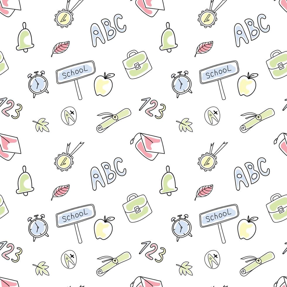 pattern in doodle style school theme vector