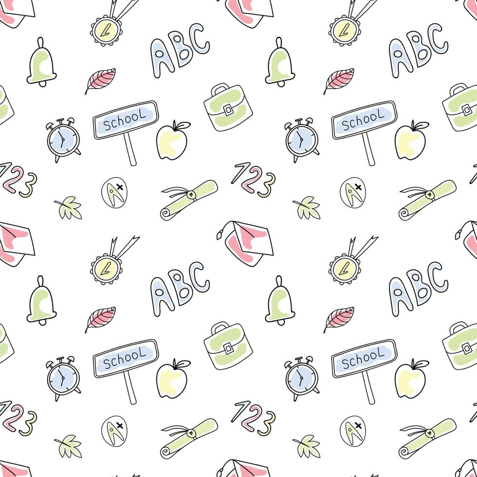 pattern in doodle style school theme vector