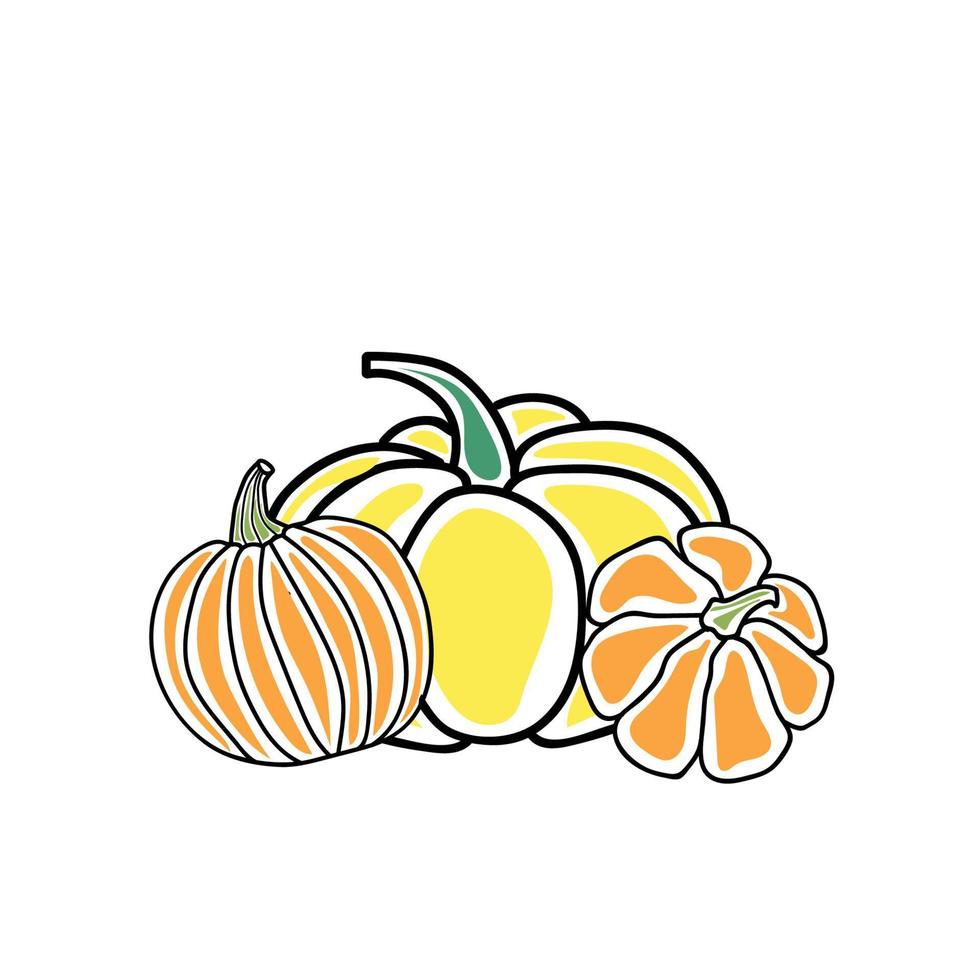 set of pumpkins vector