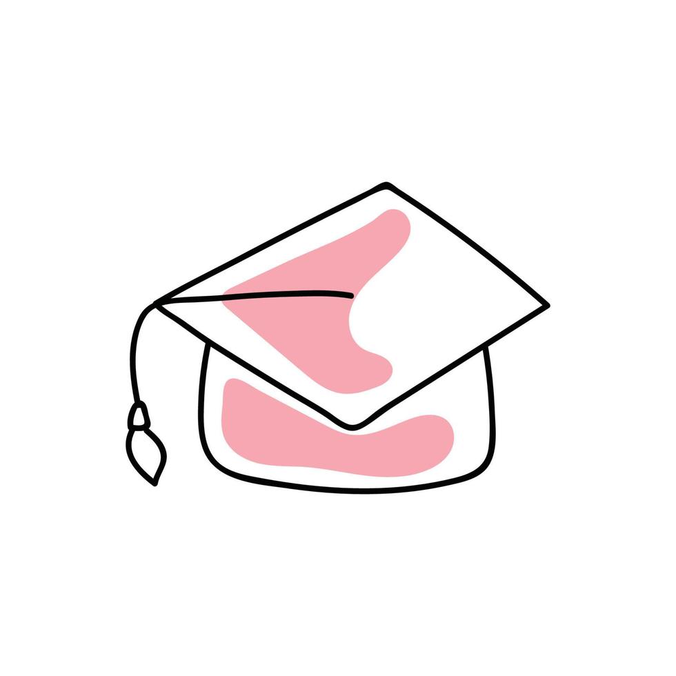 gorro de graduación en estilo garabato vector