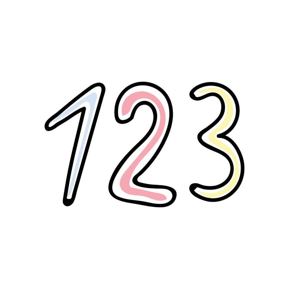 numbers in doodle style vector