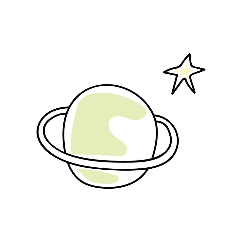 planet saturn in doodle style vector
