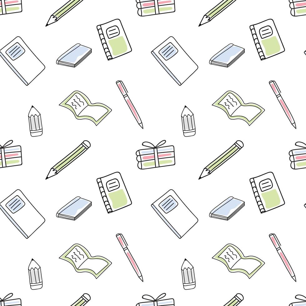 pattern in doodle style school theme vector