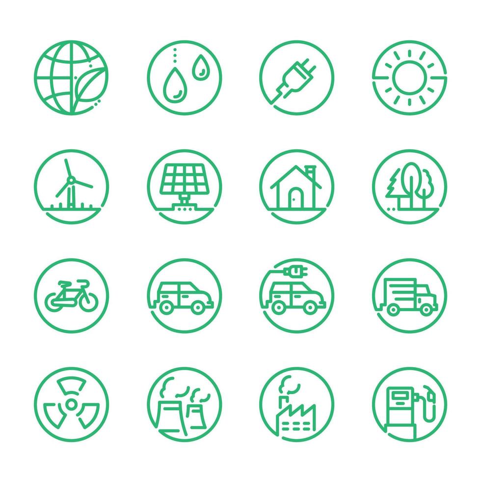 iconos de ecología con fondo blanco vector