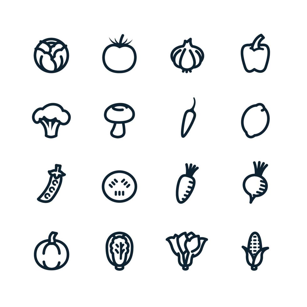 Vegetable icons with White Background vector