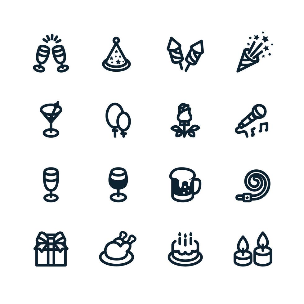 Party and Celebration icons with White Background vector