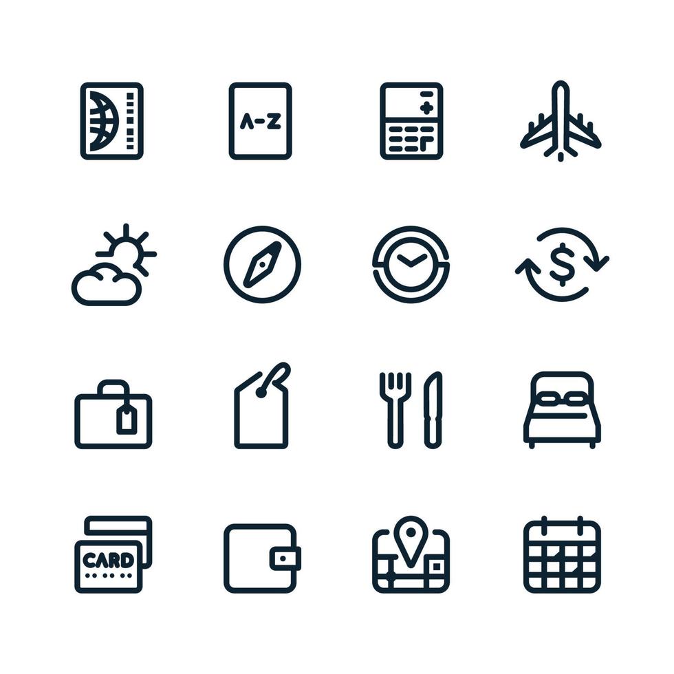 iconos de viaje con fondo blanco vector