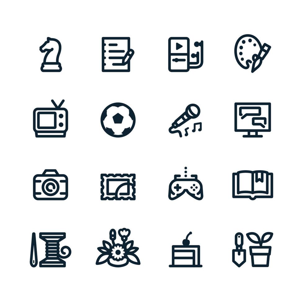 Hobbies Icons with White Background vector