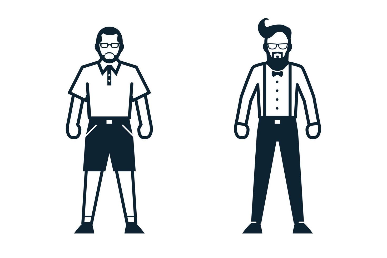 People, Man, Fashion, Clothing icons with White Background vector