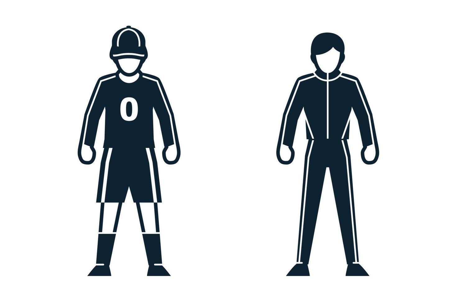Soccer Player, People and Clothing icons with White Background vector