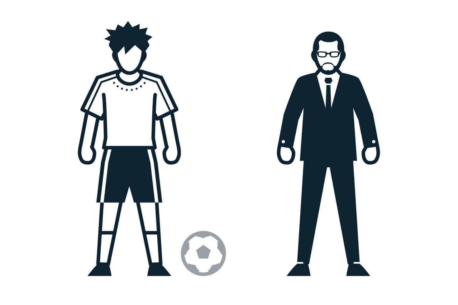 Soccer Player, People and Clothing icons with White Background vector