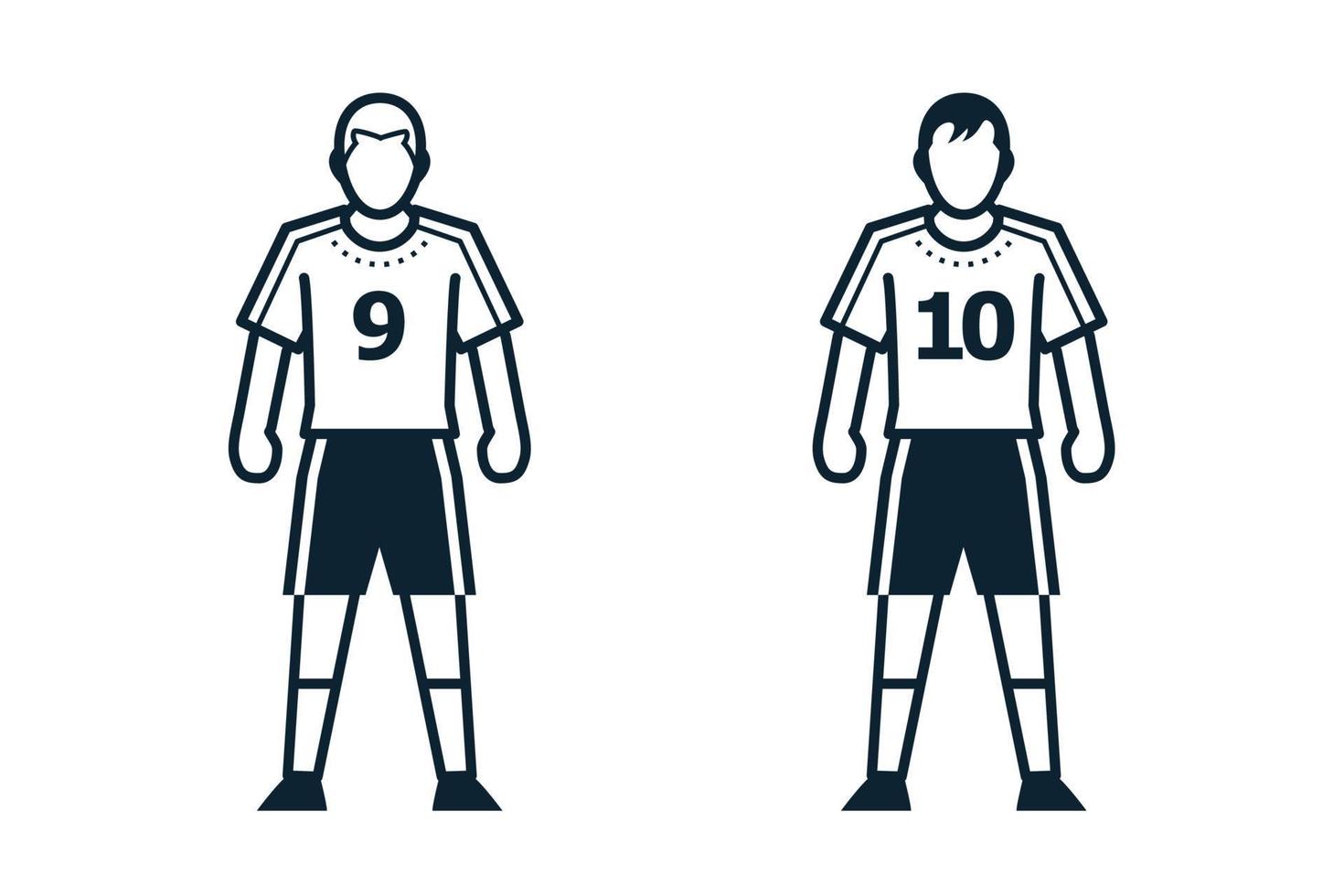 Soccer Player, People and Clothing icons with White Background vector