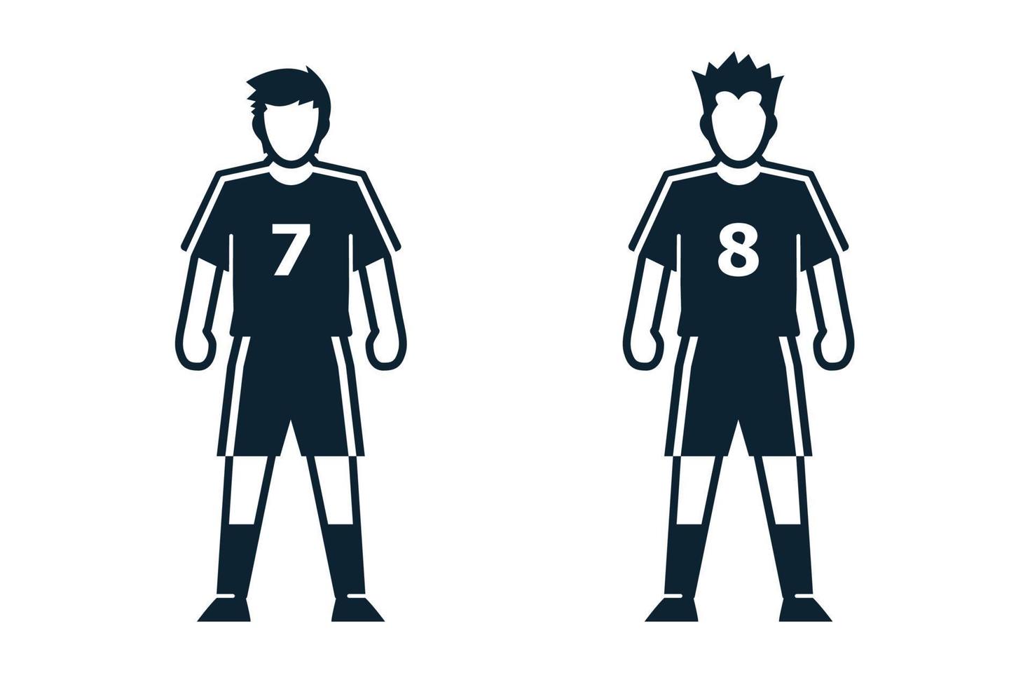 Soccer Player, People and Clothing icons with White Background vector