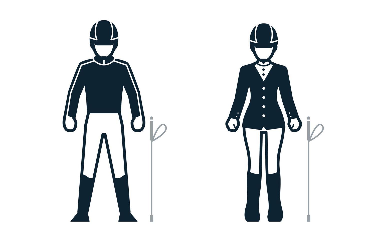 Equestrian, Horseman, Sport Player, People and Clothing icons with White Background vector