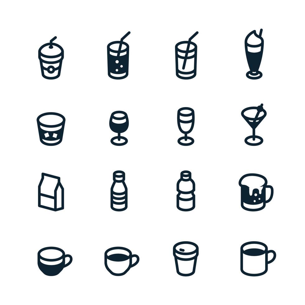 Drinks and Beverages icons with White Background vector