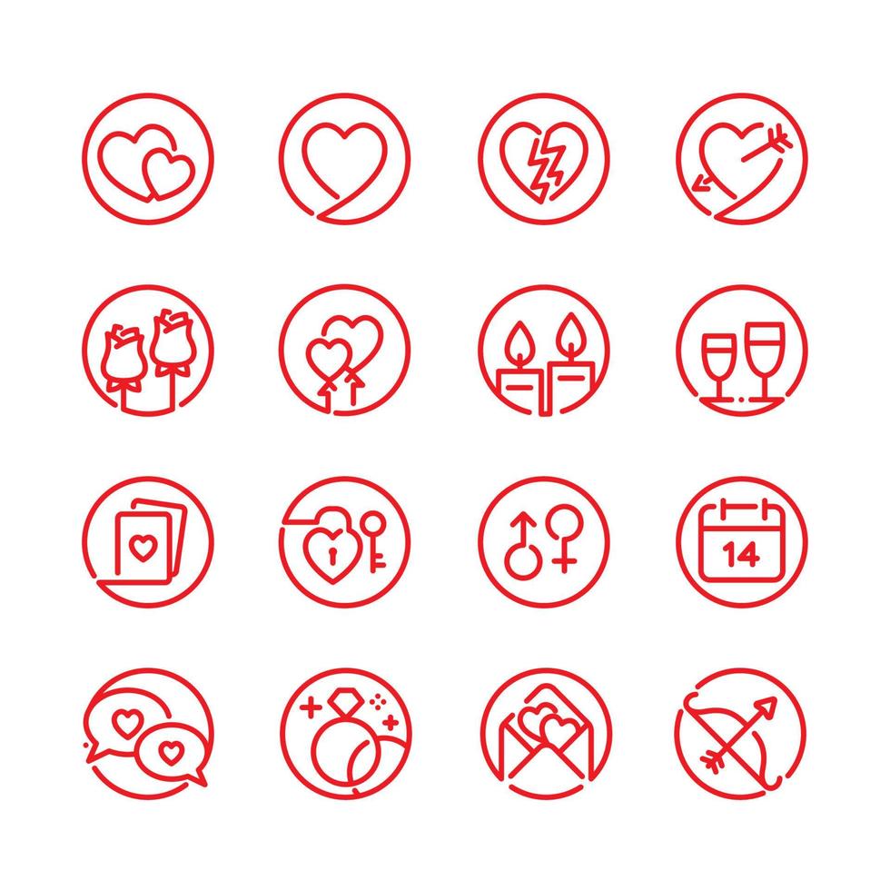 Valentine's Day icons with White Background vector