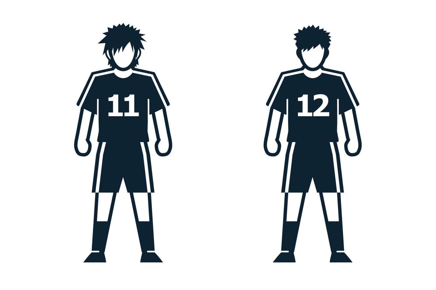 Soccer Player, People and Clothing icons with White Background vector