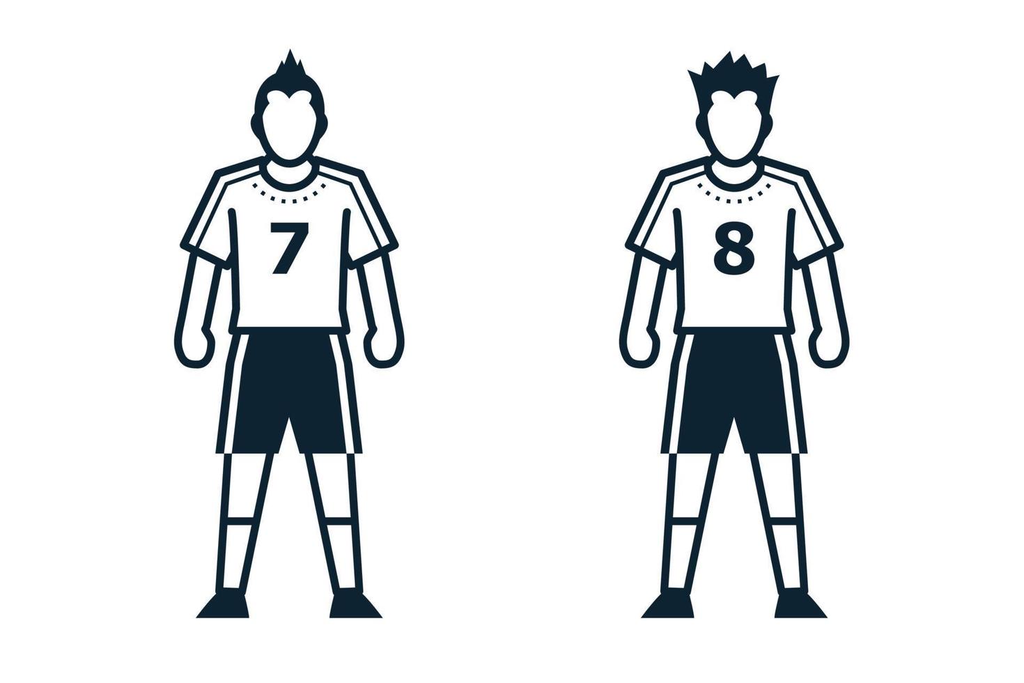 Soccer Player, People and Clothing icons with White Background vector