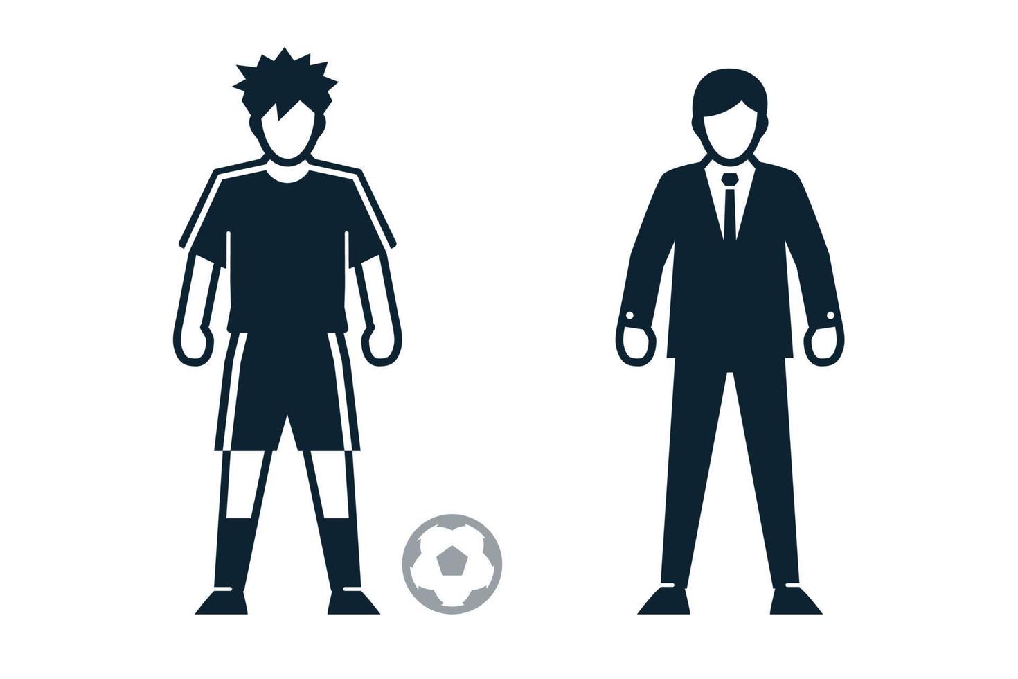 Soccer Player, People and Clothing icons with White Background vector